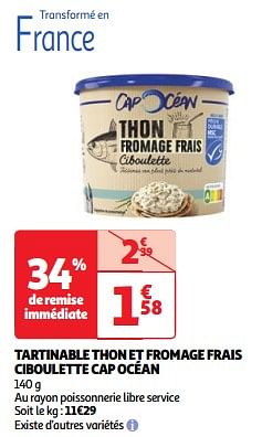 Promotions Tartinable thon et fromage frais ciboulette cap océan - Cap Océan - Valide de 30/04/2024 à 06/05/2024 chez Auchan Ronq