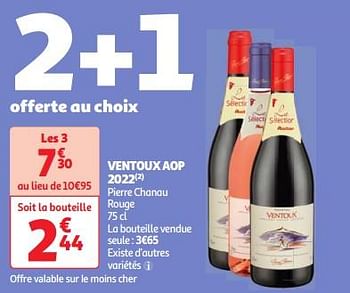 Promoties Ventoux aop 2022 pierre chanau - Rode wijnen - Geldig van 30/04/2024 tot 06/05/2024 bij Auchan