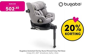 Promoties Bugaboo autostoel owl by nuna mineral grey met base - Bugaboo - Geldig van 30/04/2024 tot 06/05/2024 bij Baby & Tiener Megastore