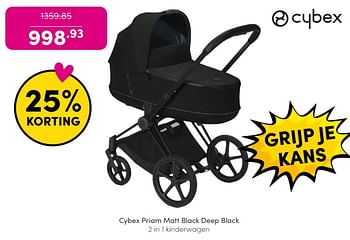 Promoties Cybex priam matt black deep black 2 in 1 kinderwagen - Cybex - Geldig van 30/04/2024 tot 06/05/2024 bij Baby & Tiener Megastore