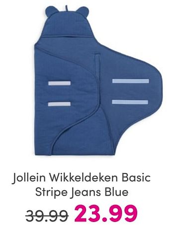 Promotions Jollein wikkeldeken basic stripe jeans blue - Jollein - Valide de 30/04/2024 à 06/05/2024 chez Baby & Tiener Megastore