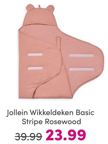 Promotions Jollein wikkeldeken basic stripe rosewood - Jollein - Valide de 30/04/2024 à 06/05/2024 chez Baby & Tiener Megastore
