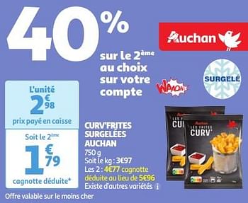 Promotions Curv`frites surgelées auchan - Produit Maison - Auchan Ronq - Valide de 30/04/2024 à 06/05/2024 chez Auchan Ronq