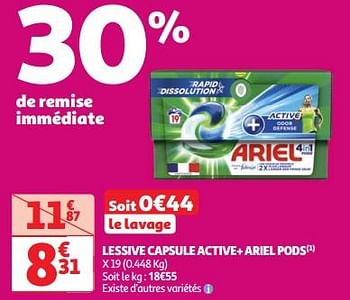 Promotions Lessive capsule active+ ariel pods - Ariel - Valide de 30/04/2024 à 06/05/2024 chez Auchan Ronq