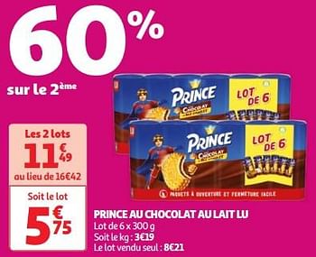 Promotions Prince au chocolat au lait lu - Lu - Valide de 30/04/2024 à 06/05/2024 chez Auchan Ronq
