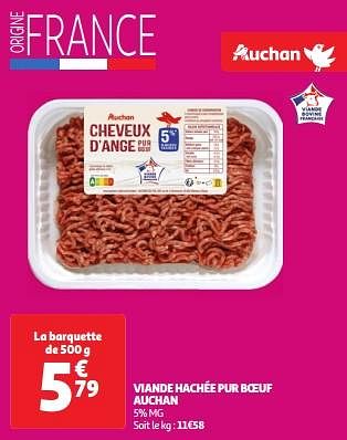 Promoties Viande hachée pur boeuf auchan - Huismerk - Auchan - Geldig van 30/04/2024 tot 06/05/2024 bij Auchan