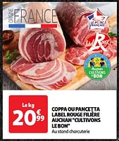 Promotions Coppa ou pancetta label rouge filière auchan - Produit Maison - Auchan Ronq - Valide de 30/04/2024 à 06/05/2024 chez Auchan Ronq