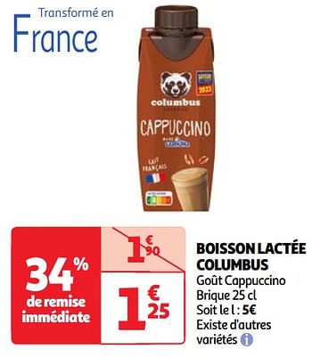 Promoties Boisson lactée columbus - Columbus - Geldig van 30/04/2024 tot 06/05/2024 bij Auchan