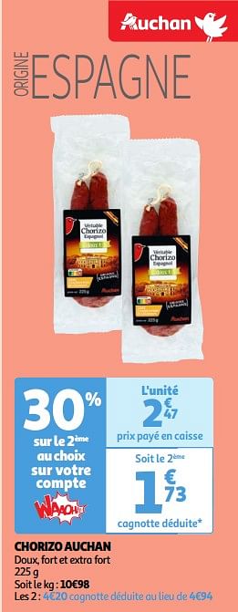 Promoties Chorizo auchan - Huismerk - Auchan - Geldig van 30/04/2024 tot 06/05/2024 bij Auchan