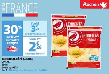 Promoties Emmental râpé auchan - Huismerk - Auchan - Geldig van 30/04/2024 tot 06/05/2024 bij Auchan