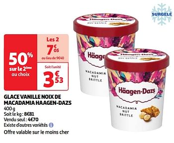 Promoties Glace vanille noix de macadamia haagen-dazs - Haagen-Dazs - Geldig van 30/04/2024 tot 06/05/2024 bij Auchan