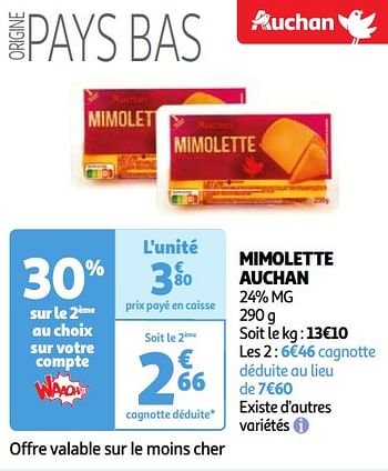 Promotions Mimolette auchan - Produit Maison - Auchan Ronq - Valide de 30/04/2024 à 06/05/2024 chez Auchan Ronq