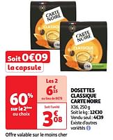 Promotions Dosettes classique carte noire - CarteNoire - Valide de 30/04/2024 à 06/05/2024 chez Auchan Ronq