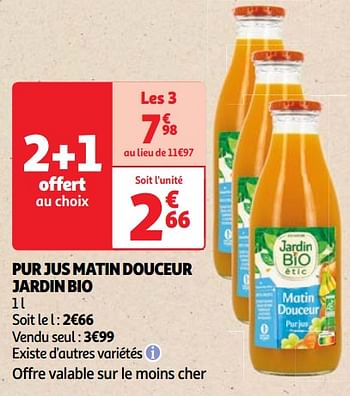 Promotions Pur jus matin douceur jardin bio - Jardin Bio - Valide de 30/04/2024 à 06/05/2024 chez Auchan Ronq