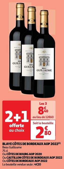 Promotions Blaye côtes de bordeaux aop 2022 - Vins rouges - Valide de 30/04/2024 à 06/05/2024 chez Auchan Ronq