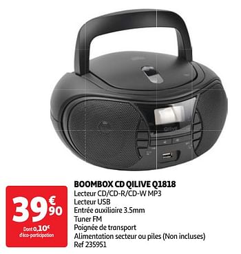 Promotions Boombox cd qilive q1818 - Qilive - Valide de 30/04/2024 à 06/05/2024 chez Auchan Ronq