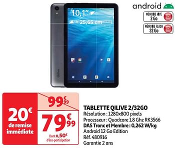 Promotions Tablette qilive 2-32go - Qilive - Valide de 30/04/2024 à 06/05/2024 chez Auchan Ronq