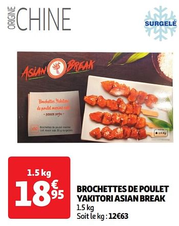 Promotions Brochettes de poulet yakitori asian break - Asian Break - Valide de 30/04/2024 à 05/05/2024 chez Auchan Ronq