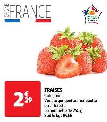 Promoties Fraises - Huismerk - Auchan - Geldig van 30/04/2024 tot 05/05/2024 bij Auchan