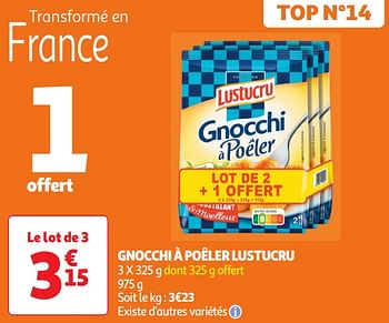 Promoties Gnocchi à poêler lustucru - Lustucru - Geldig van 30/04/2024 tot 05/05/2024 bij Auchan