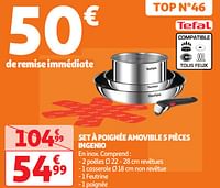 Promotions Set à poignée amovible 5 pièces ingenio - Tefal - Valide de 30/04/2024 à 05/05/2024 chez Auchan Ronq