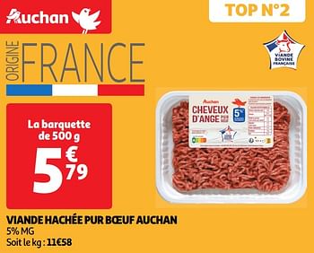 Promotions Viande hachée pur boeuf auchan - Produit Maison - Auchan Ronq - Valide de 30/04/2024 à 05/05/2024 chez Auchan Ronq