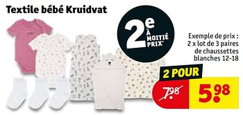 Promotions Lot de 3 paires de chaussettes blanches 12-18 - Produit maison - Kruidvat - Valide de 30/04/2024 à 12/05/2024 chez Kruidvat