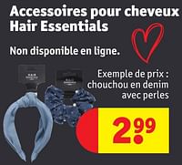 Promotions Chouchou en denim avec perles - Hair Essentials - Valide de 30/04/2024 à 12/05/2024 chez Kruidvat