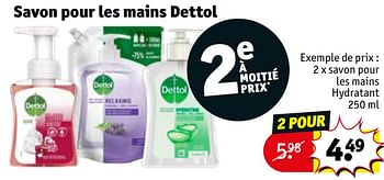 Promoties Savon pour les mains hydratant - Dettol - Geldig van 30/04/2024 tot 12/05/2024 bij Kruidvat