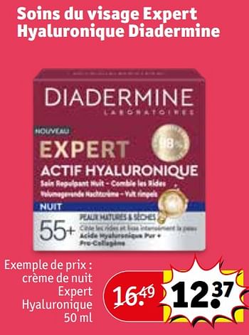 Promoties Crème de nuit expert hyaluronique - Diadermine - Geldig van 30/04/2024 tot 12/05/2024 bij Kruidvat