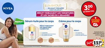 Promotions Crème pour le corps luminous nivea - Nivea - Valide de 30/04/2024 à 12/05/2024 chez Kruidvat