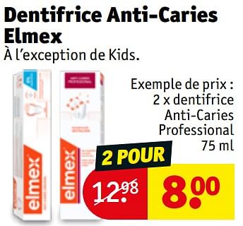 Promoties Dentifrice anti-caries professional - Elmex - Geldig van 30/04/2024 tot 12/05/2024 bij Kruidvat