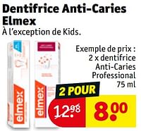Promotions Dentifrice anti-caries professional - Elmex - Valide de 30/04/2024 à 12/05/2024 chez Kruidvat