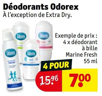 Promoties Déodorant à bille marine fresh - Odorex - Geldig van 30/04/2024 tot 12/05/2024 bij Kruidvat
