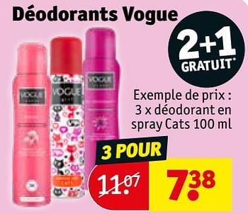 Promoties Déodorant en spray cats - Vogue - Geldig van 30/04/2024 tot 12/05/2024 bij Kruidvat