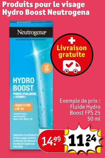 Promotions Fluide hydro boost fps 25 - Neutrogena - Valide de 30/04/2024 à 12/05/2024 chez Kruidvat