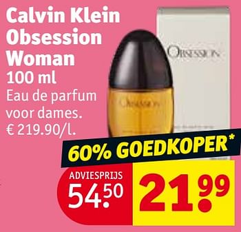 Promotions Calvin klein obsession woman edp - Calvin Klein - Valide de 30/04/2024 à 12/05/2024 chez Kruidvat