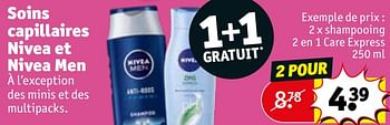Promoties Shampooing 2 en 1 care express - Nivea - Geldig van 30/04/2024 tot 12/05/2024 bij Kruidvat
