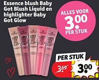 Promoties Essence blush baby got blush liquid en highlighter baby got glow - Essence - Geldig van 30/04/2024 tot 12/05/2024 bij Kruidvat