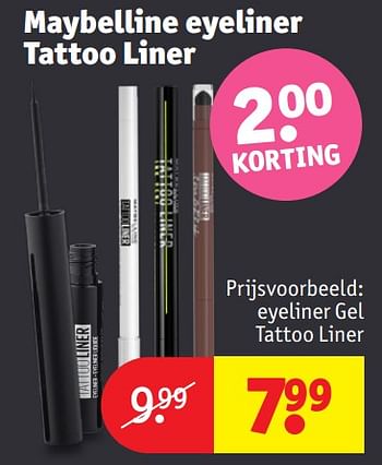Promotions Eyeliner gel tattoo liner - Maybelline - Valide de 30/04/2024 à 12/05/2024 chez Kruidvat