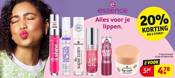 Promotions Lip oil hydra kiss - Essence - Valide de 30/04/2024 à 12/05/2024 chez Kruidvat