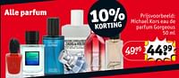 Promoties Michael kors eau de parfum gorgeous - Michael Kors - Geldig van 30/04/2024 tot 12/05/2024 bij Kruidvat