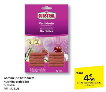 Promoties Gamme de bâtonnets nutritifs orchidées substral - Substral - Geldig van 30/04/2024 tot 13/05/2024 bij Carrefour