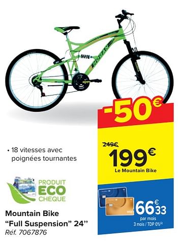 Promoties Mountain bike full suspension 24’’ - Huismerk - Carrefour  - Geldig van 30/04/2024 tot 13/05/2024 bij Carrefour