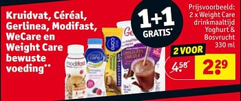 Promoties Weight care drinkmaaltijd yoghurt + bosvrucht - Weight Care - Geldig van 30/04/2024 tot 12/05/2024 bij Kruidvat