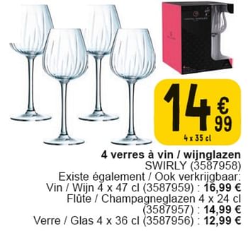 Promoties 4 verres à vin swirly - Huismerk - Cora - Geldig van 30/04/2024 tot 13/05/2024 bij Cora