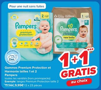 Promoties Langes premium protection taille 2 - Pampers - Geldig van 30/04/2024 tot 13/05/2024 bij Carrefour