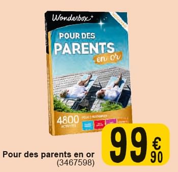 Promotions Pour des parents en or - Wonderbox - Valide de 30/04/2024 à 13/05/2024 chez Cora