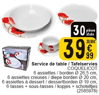 Promotions Service de table coquelicot - Produit maison - Cora - Valide de 30/04/2024 à 13/05/2024 chez Cora