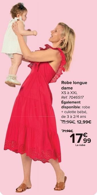 Promoties Robe longue dame - Huismerk - Carrefour  - Geldig van 30/04/2024 tot 13/05/2024 bij Carrefour